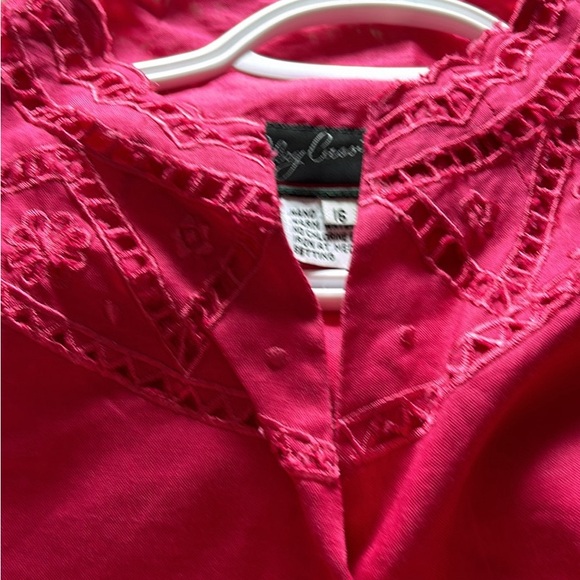 Oleg Cassini pink Linen Long Sleeve Button Down shirt, Sz 16, mint cont - Picture 4 of 4